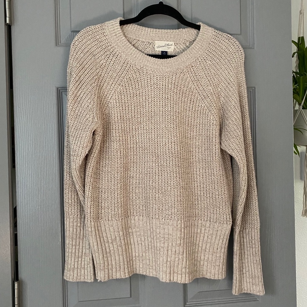 Cream Crewneck Raglan Pullover Sweater M